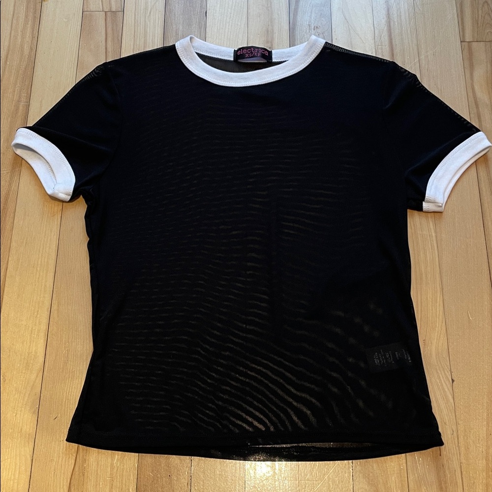 Electrica Black and White Mesh Top